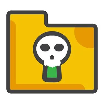 File folder with skull icon isolated on white background Stock Illustration
