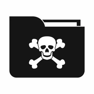 File folder with a skull icon, simple style Illustrazione stock