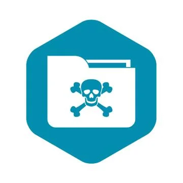 File folder with a skull icon, simple style Illustrazione stock