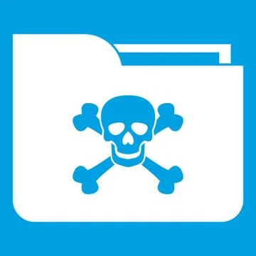 File folder with a skull icon white Illustrazione stock