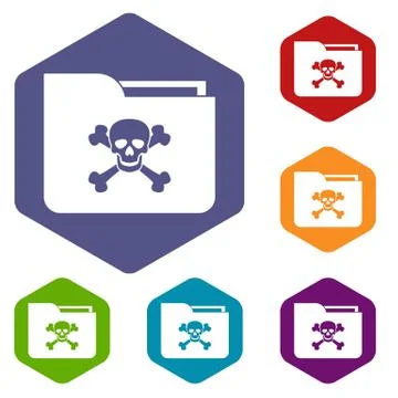File folder with a skull icons set イラスト素材