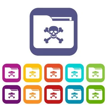 File folder with a skull icons set 스톡 일러스트