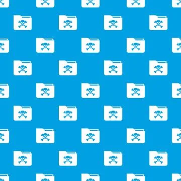 File folder with a skull pattern seamless blue 스톡 일러스트