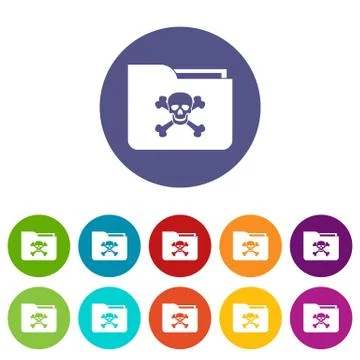 File folder with a skull set icons Stock Illustration