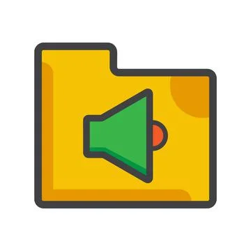 File folder with sound icon. file folder illustration. Flat vector icon.  イラスト素材