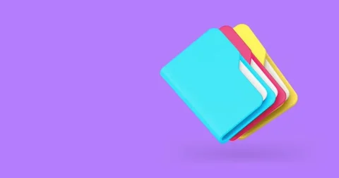 File folder stack with document datum archive paperwork 3d icon animation Stock Footage 297847172