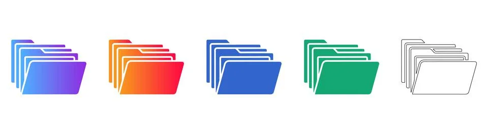 File Folder Stack Icons Set イラスト素材