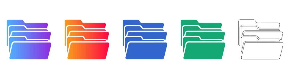 File Folder Storage Icons 库存插图