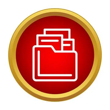 File folder storing documents icon on red button Illustrazione stock