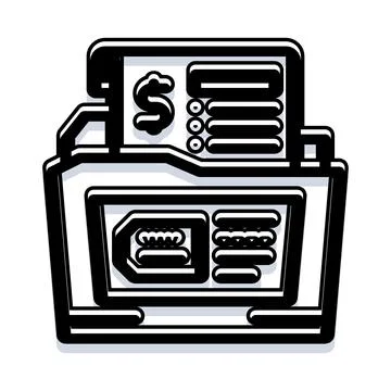 File folder storing financial bills and documents Stock Illustration