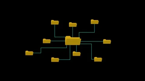 File folder tree structure animation showing organized data hierarchy Stock Footage 304831583