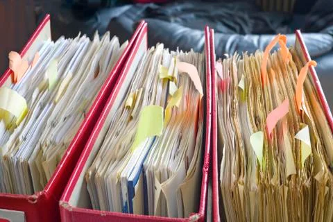 File folders, close up, selective focus Stock Photos