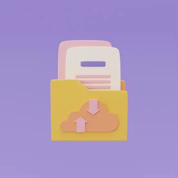 File folders document with Cloud computing technology symbol, Online data sto Stock Illustration