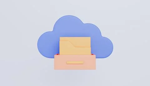 File folders with document, Cloud computing technology, Online data storage Illustrazione stock