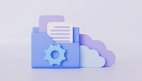 File folders with document, online data storage for business network concept Stock Illustration
