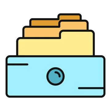 File folders organizing documents in drawer cabinet icon Stock Illustration
