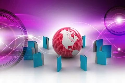 File folders rounded the globe Stock Illustration