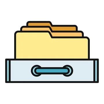 File folders storing documents in a desktop organizer drawer Illustrazione stock