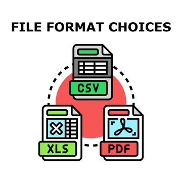 File format choices for data management options Stock Illustration