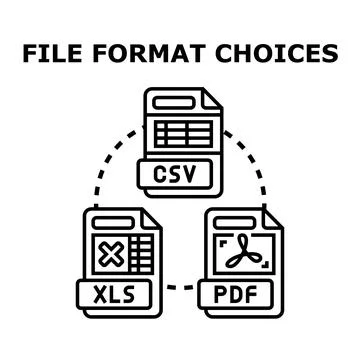 File format choices for data management options Stock Illustration