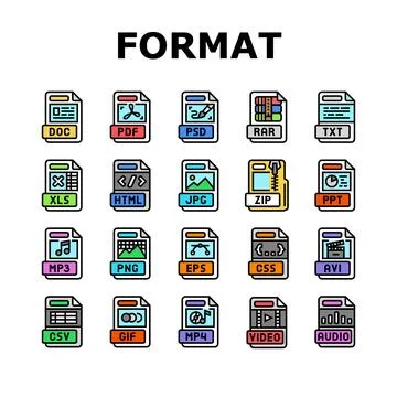 File format document icons set vector Illustrazione stock