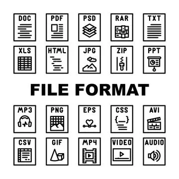 File format document icons set vector 스톡 일러스트