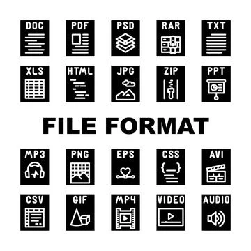 File format document icons set vector 库存插图