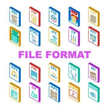 File format document icons set vector 스톡 일러스트