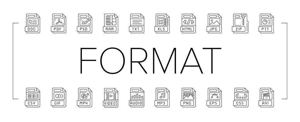File format document icons set vector Illustrazione stock