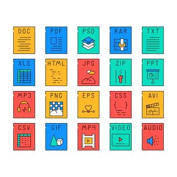 File format document icons set vector 스톡 일러스트