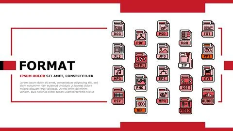 File format document landing header vector Illustrazione stock