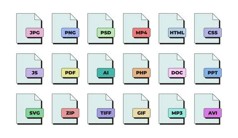 File format document neubrutalism UI overlay element set Stockillustratie