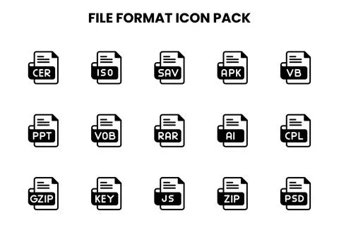 File Format DuoTone Bundle Icons Pack Stock Illustration