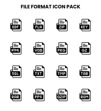 File Format DuoTone Collection Icons Pack Stock Illustration