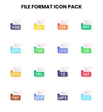 File Format Flat UI Icons Pack Illustration