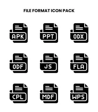 File Format Glyph Bundle Icons Pack Stock Illustration