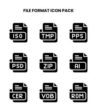 File Format Glyph Bundle Icons Pack Stock Illustration