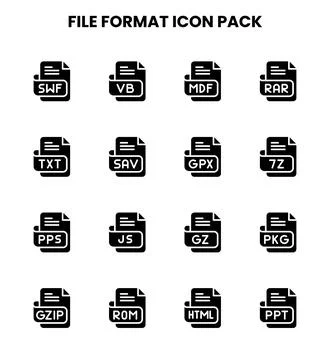 File Format Glyph Scalable Icons Pack Stock Illustration