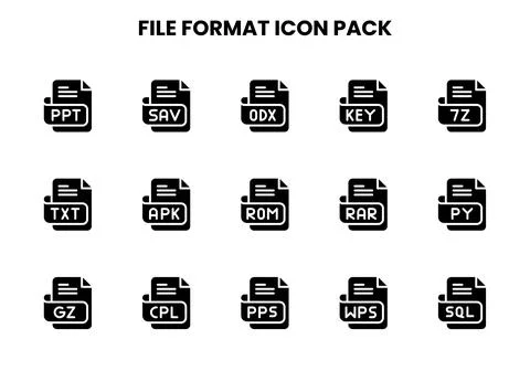 File Format Glyph Scalable Icons Pack Stock-Illustration