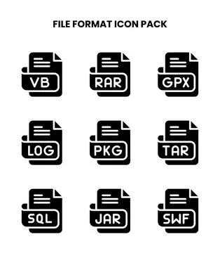 File Format Glyph Scalable Icons Pack Stock Illustration