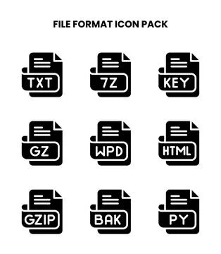 File Format Glyph Vector Icons Pack Stock-Illustration
