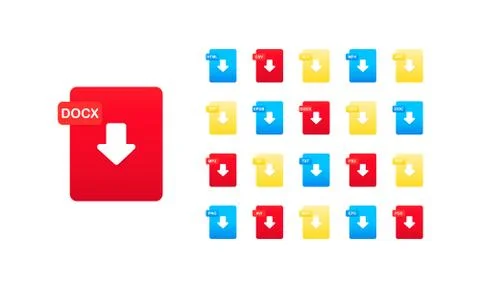 File format icon set. Vector on isolated white background. EPS 10 Stock Illustration