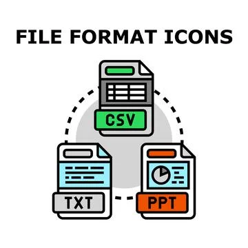 File format icons exchanging data representing document types Stock Illustration