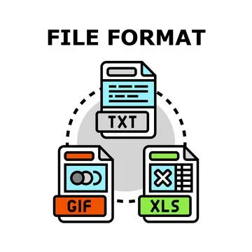 File format icons illustrating different data types 스톡 일러스트