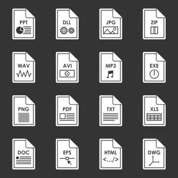 File format icons set grey vector 스톡 일러스트