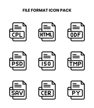 File Format Line Icons Pack Illustrazione stock