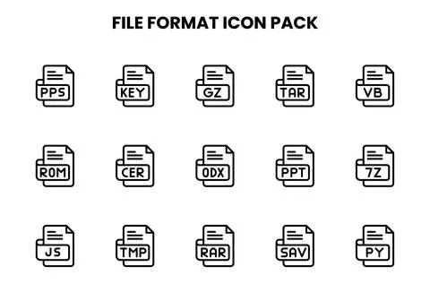 File Format Line SVG Icons Pack Stock Illustration