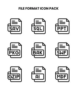 File Format Line SVG Icons Pack Stock Illustration