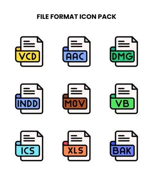 File Format Lineal Color Graphics Icons Pack Stock Illustration