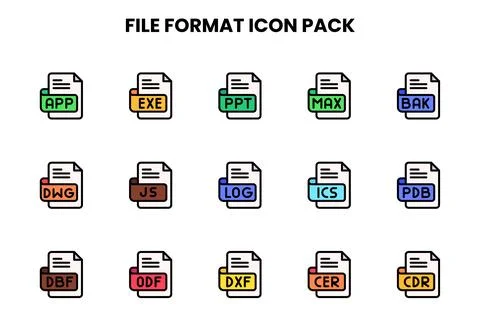 File Format Lineal Color UI Icons Pack Stock Illustration